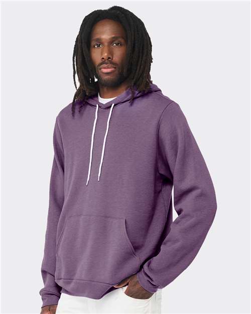 Bella+Canvas 3719 Unisex Sponge Fleece Pullover Hoodie - Heather Team Purple - model side