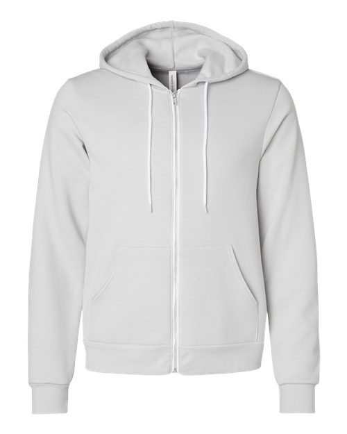 Bella + Canvas 3739 Sponge Fleece Full-Zip Hoodie Sweatshirt - Silver - flat front