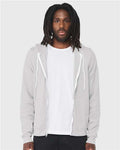 Bella + Canvas 3739 Sponge Fleece Full-Zip Hoodie Sweatshirt - Silver - model front