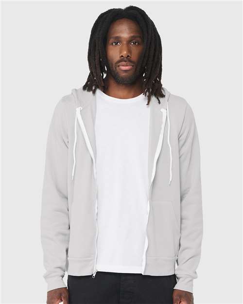 Bella + Canvas 3739 Sponge Fleece Full-Zip Hoodie Sweatshirt - Silver - model front
