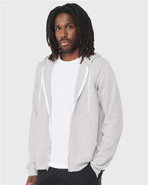 Bella + Canvas 3739 Sponge Fleece Full-Zip Hoodie Sweatshirt - Silver - model side