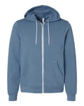 Bella + Canvas 3739 Sponge Fleece Full-Zip Hoodie Sweatshirt - Steel Blue - flat front