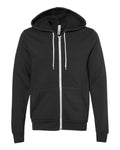 Bella + Canvas 3739 Sponge Fleece Full-Zip Hoodie Sweatshirt - Vintage Black - flat front
