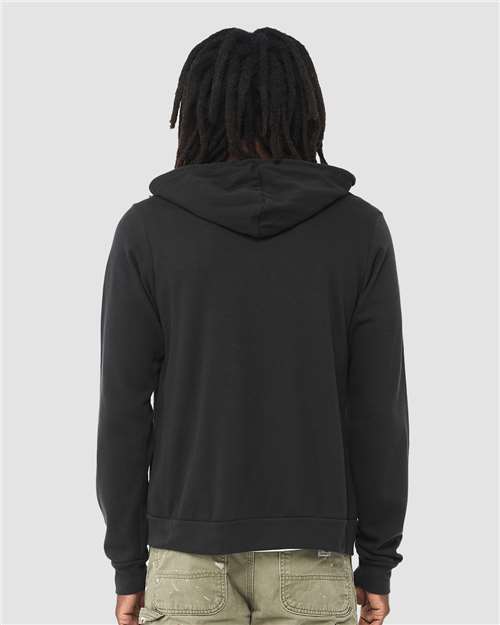 Bella + Canvas 3739 Sponge Fleece Full-Zip Hoodie Sweatshirt - Vintage Black - model back