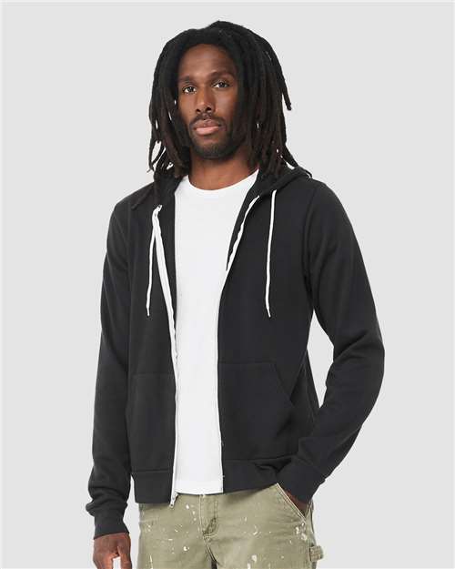 Bella + Canvas 3739 Sponge Fleece Full-Zip Hoodie Sweatshirt - Vintage Black - model side