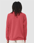 BELLA + CANVAS 3901 Unisex Sponge Fleece Raglan Crewneck Sweatshirt - Heather Red - model back