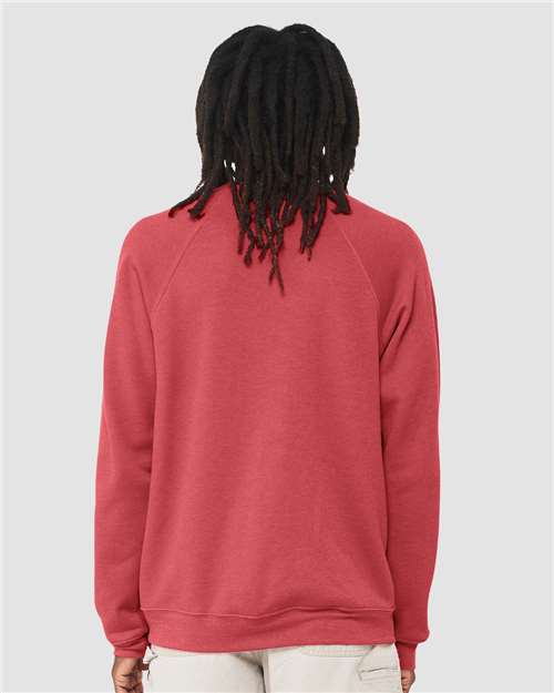 BELLA + CANVAS 3901 Unisex Sponge Fleece Raglan Crewneck Sweatshirt - Heather Red - model back