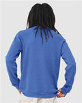 BELLA + CANVAS 3901 Unisex Sponge Fleece Raglan Crewneck Sweatshirt - Heather True Royal - model back