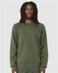 BELLA + CANVAS 3901 Unisex Sponge Fleece Raglan Crewneck Sweatshirt - Military Green - model front