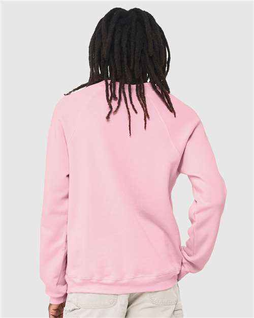 BELLA + CANVAS 3901 Unisex Sponge Fleece Raglan Crewneck Sweatshirt - Pink - model back