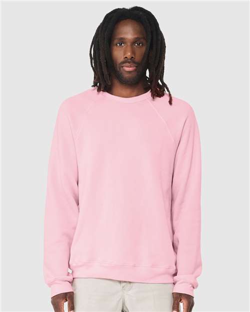 BELLA + CANVAS 3901 Unisex Sponge Fleece Raglan Crewneck Sweatshirt - Pink - model front