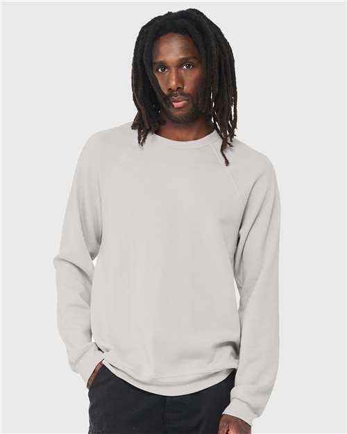 BELLA + CANVAS 3901 Unisex Sponge Fleece Raglan Crewneck Sweatshirt - Silver - model front