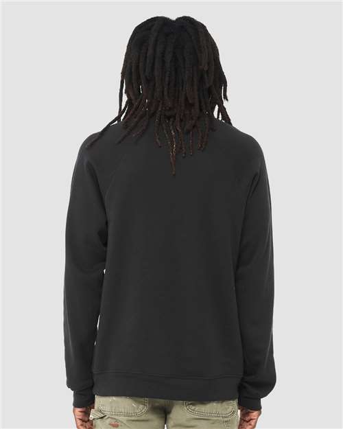 BELLA + CANVAS 3901 Unisex Sponge Fleece Raglan Crewneck Sweatshirt - Vintage Black - model back
