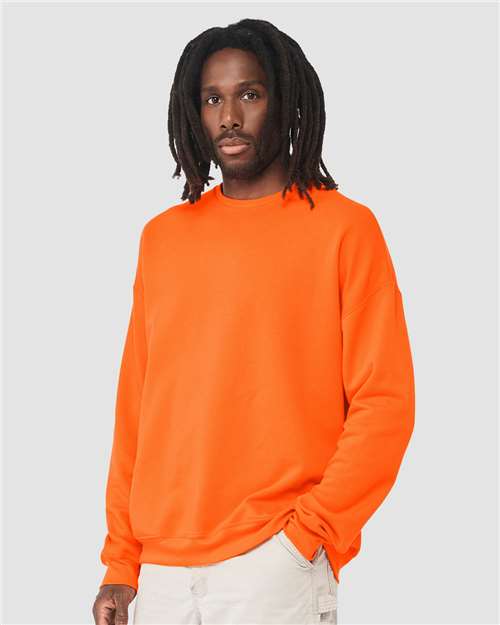 Bella + Canvas 3945 Sponge Fleece Drop Shoulder Crewneck Sweatshirt - Orange - model side