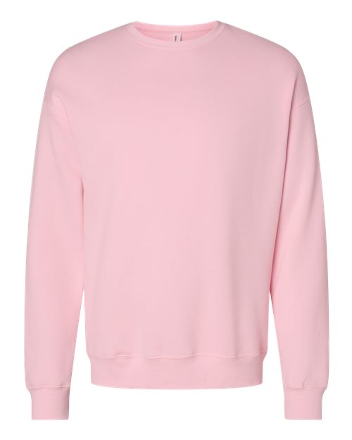 Bella + Canvas 3945 Sponge Fleece Drop Shoulder Crewneck Sweatshirt - Pink - flat front