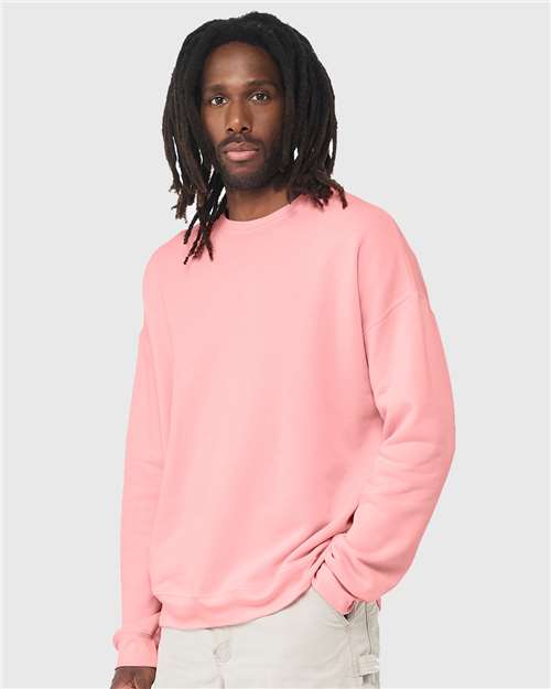 Bella + Canvas 3945 Sponge Fleece Drop Shoulder Crewneck Sweatshirt - Pink - model side