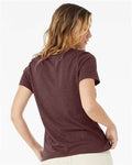 BELLA + CANVAS 6400CVC Women’s Relaxed Fit Heather CVC Tee - Heather Maroon - model back