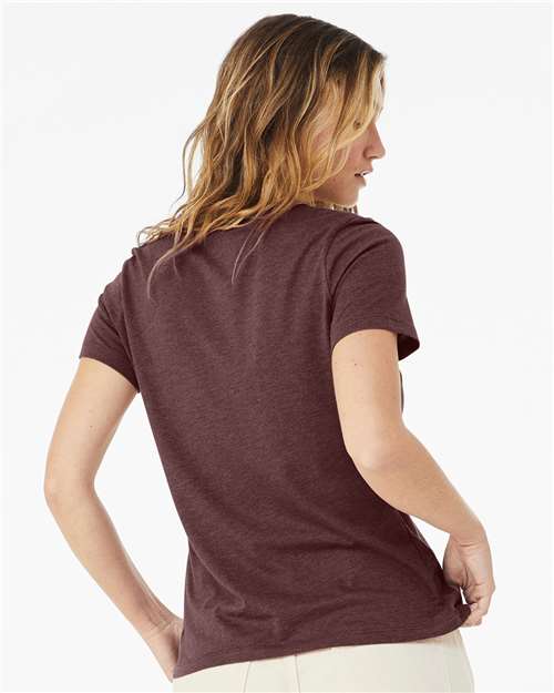 BELLA + CANVAS 6400CVC Women’s Relaxed Fit Heather CVC Tee - Heather Maroon - model back
