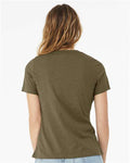 BELLA + CANVAS 6400CVC Women’s Relaxed Fit Heather CVC Tee - Heather Olive - model back
