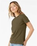 BELLA + CANVAS 6400CVC Women’s Relaxed Fit Heather CVC Tee - Heather Olive - model side