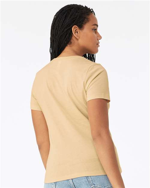 BELLA + CANVAS 6400CVC Women’s Relaxed Fit Heather CVC Tee - Heather Soft Cream - model back