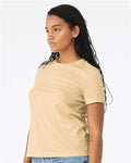 BELLA + CANVAS 6400CVC Women’s Relaxed Fit Heather CVC Tee - Heather Soft Cream - model side