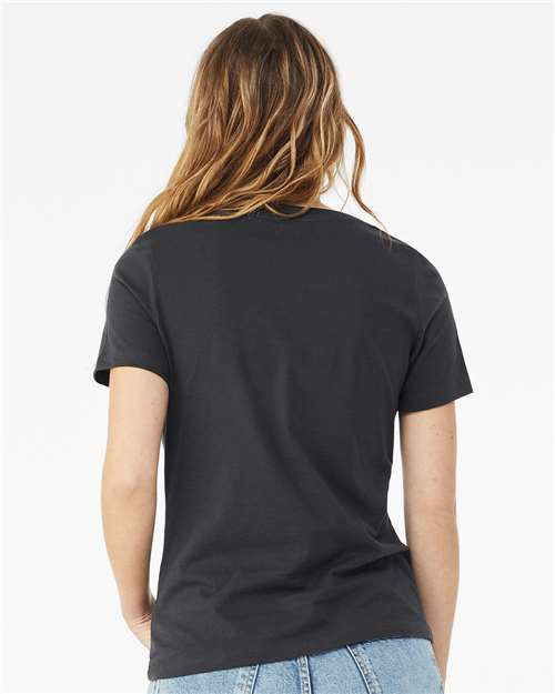 BELLA + CANVAS 6405 Women’s Relaxed Jersey V-Neck Tee - Dark Grey - model back