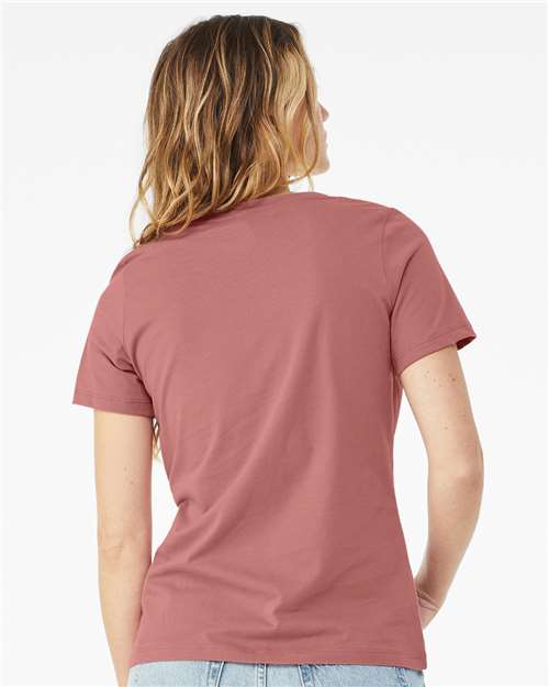 BELLA + CANVAS 6405 Women’s Relaxed Jersey V-Neck Tee - Mauve - model back