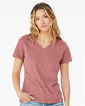 BELLA + CANVAS 6405 Women’s Relaxed Jersey V-Neck Tee - Mauve - model front