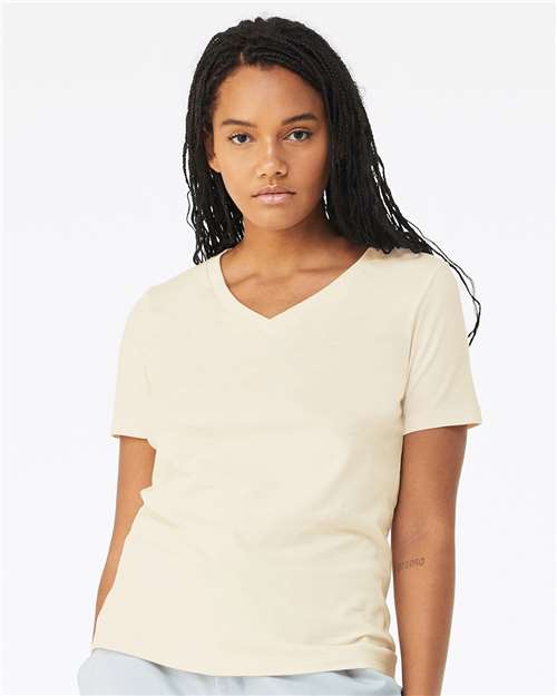 BELLA + CANVAS 6405 Women’s Relaxed Jersey V-Neck Tee - Natural - model front