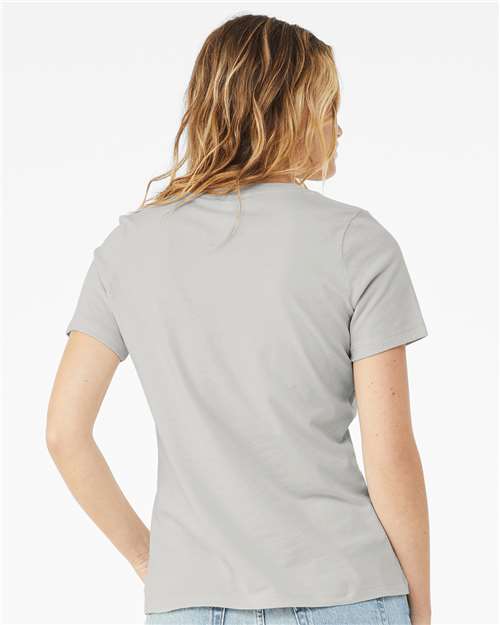 BELLA + CANVAS 6405 Women’s Relaxed Jersey V-Neck Tee - Silver - model back