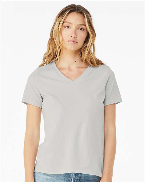 BELLA + CANVAS 6405 Women’s Relaxed Jersey V-Neck Tee - Silver - model front