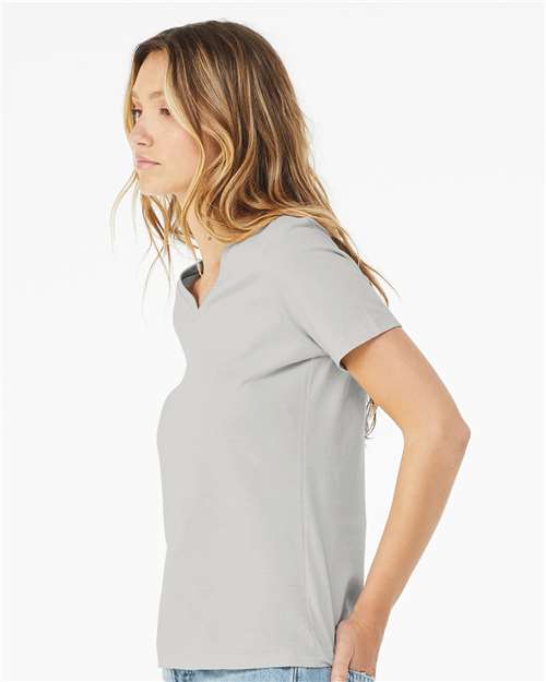 BELLA + CANVAS 6405 Women’s Relaxed Jersey V-Neck Tee - Silver - model side