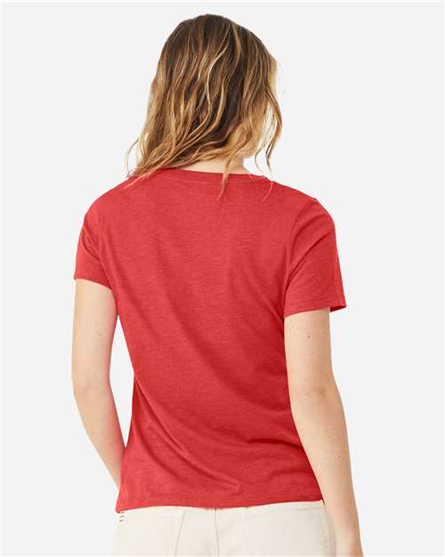 BELLA + CANVAS 6405CVC Women's Relaxed Heather CVC V-Neck Tee - Heather Red - model back