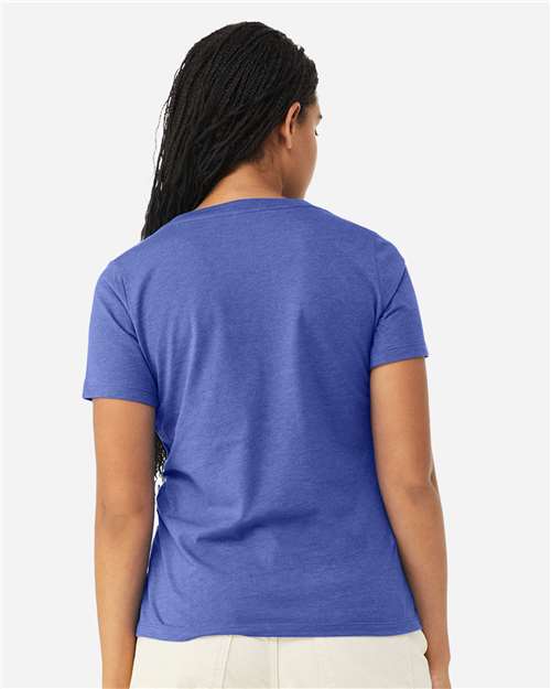BELLA + CANVAS 6405CVC Women's Relaxed Heather CVC V-Neck Tee - Heather True Royal - model back