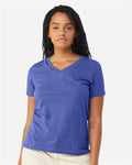 BELLA + CANVAS 6405CVC Women's Relaxed Heather CVC V-Neck Tee - Heather True Royal - model front