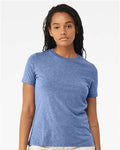 BELLA + CANVAS 6413 Women’s Relaxed Fit Triblend Tee - Blue Triblend - model front