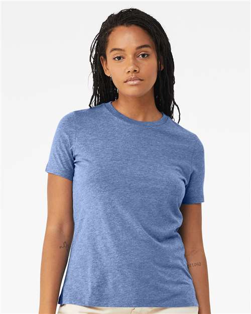 BELLA + CANVAS 6413 Women’s Relaxed Fit Triblend Tee - Blue Triblend - model front