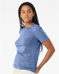 BELLA + CANVAS 6413 Women’s Relaxed Fit Triblend Tee - Blue Triblend - model side