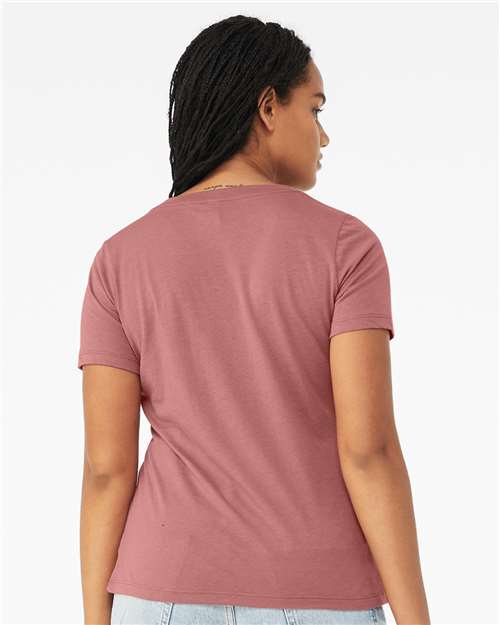 BELLA + CANVAS 6415 Women's Relaxed Triblend V-Neck Tee - Mauve Triblend - model back