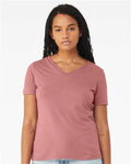 BELLA + CANVAS 6415 Women's Relaxed Triblend V-Neck Tee - Mauve Triblend - model front