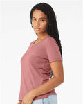 BELLA + CANVAS 6415 Women's Relaxed Triblend V-Neck Tee - Mauve Triblend - model side