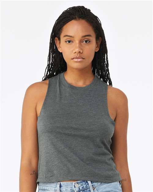 BELLA + CANVAS 6682 Women's Racerback Crop Tank - Deep Heather - model front