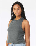 BELLA + CANVAS 6682 Women's Racerback Crop Tank - Deep Heather - model side