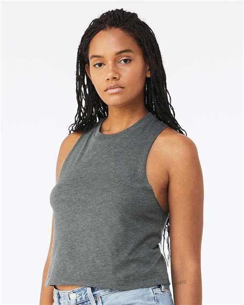 BELLA + CANVAS 6682 Women's Racerback Crop Tank - Deep Heather - model side