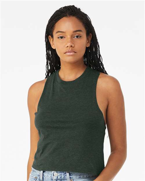 BELLA + CANVAS 6682 Women's Racerback Crop Tank - Heather Forest - model front