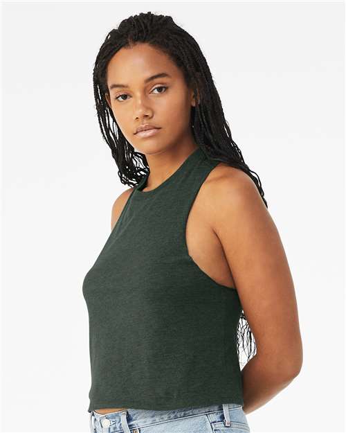 BELLA + CANVAS 6682 Women's Racerback Crop Tank - Heather Forest - model side