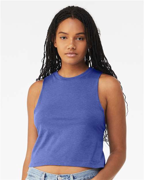 BELLA + CANVAS 6682 Women's Racerback Crop Tank - Heather True Royal - model front