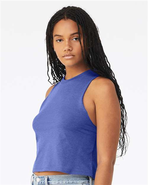 BELLA + CANVAS 6682 Women's Racerback Crop Tank - Heather True Royal - model side