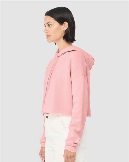 BELLA + CANVAS 7502 Women's Crop Hoodie Sweatshirt - Pink - model side